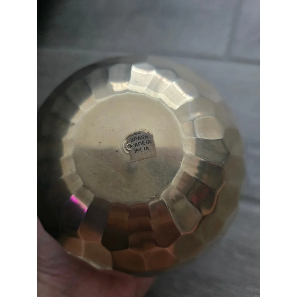 Brass Geometric Hexagon‎ Round Vase Table Decor VTG Home